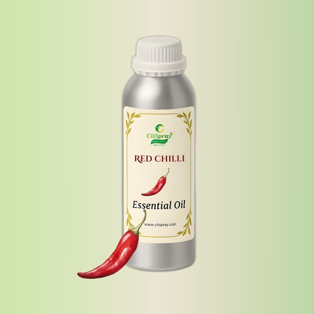 Red Chilli Essential Oil by CitSpray. Aluminium bottle. Capsicum annuum extract implied.