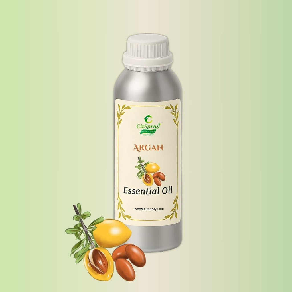 Argan Essential Oil by CitSpray in aluminum bottle. Argania spinosa kernel oil.
