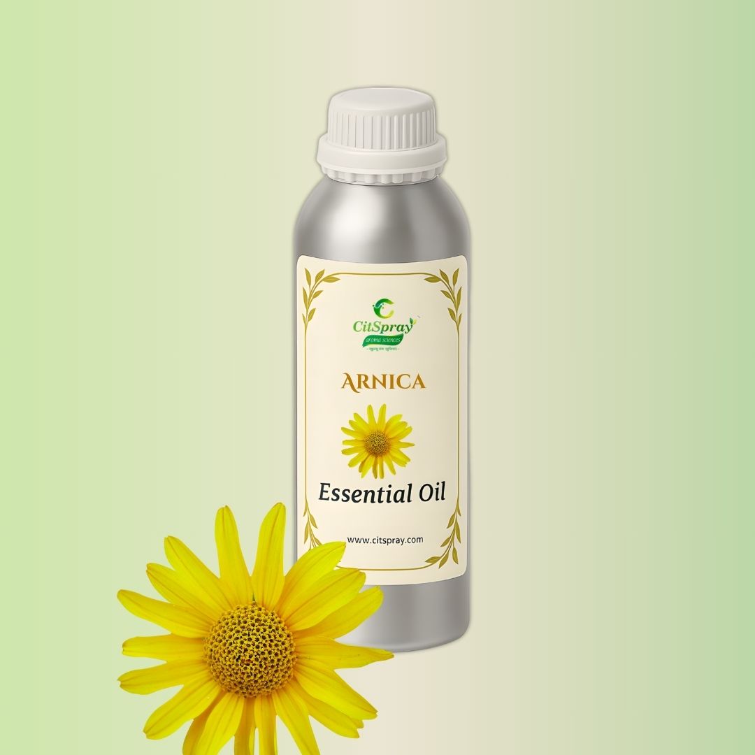 Arnica Essential Oil by CitSpray. Aluminium bottle displaying product name.