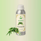 Aluminium bottle labeled "Bamboo Essential Oil" by CitSpray. Botanical packaging.