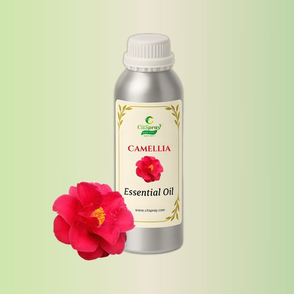 Aluminium bottle of CitSpray Camellia Essential Oil. Pure camellia botanical extract in simple packaging.