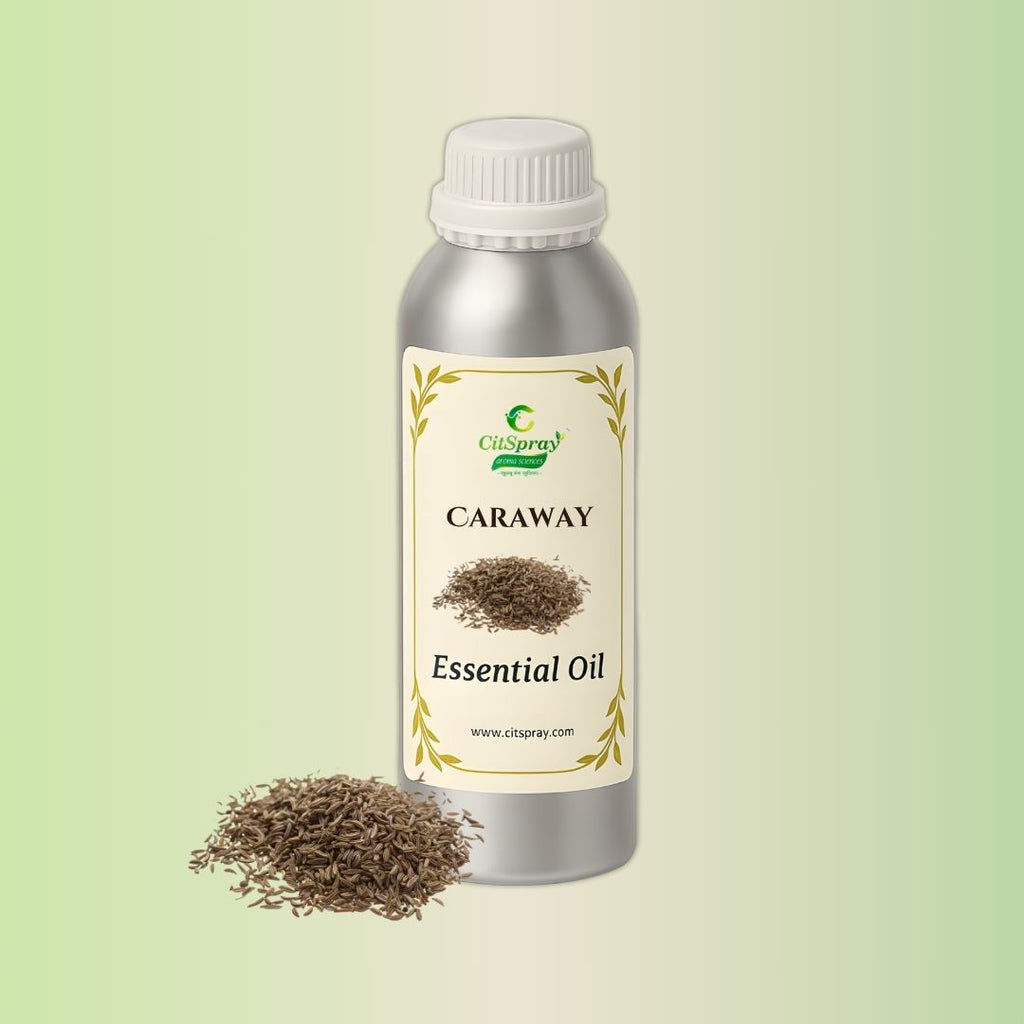 Caraway Essential Oil by CitSpray. Aluminium bottle with label.
