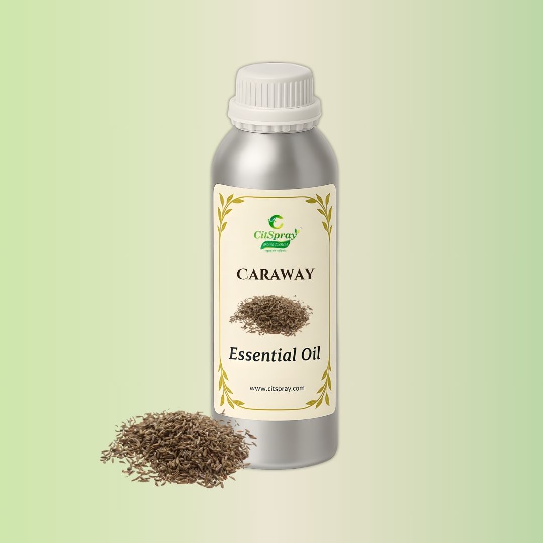 Caraway Essential Oil by CitSpray. Aluminium bottle with label.