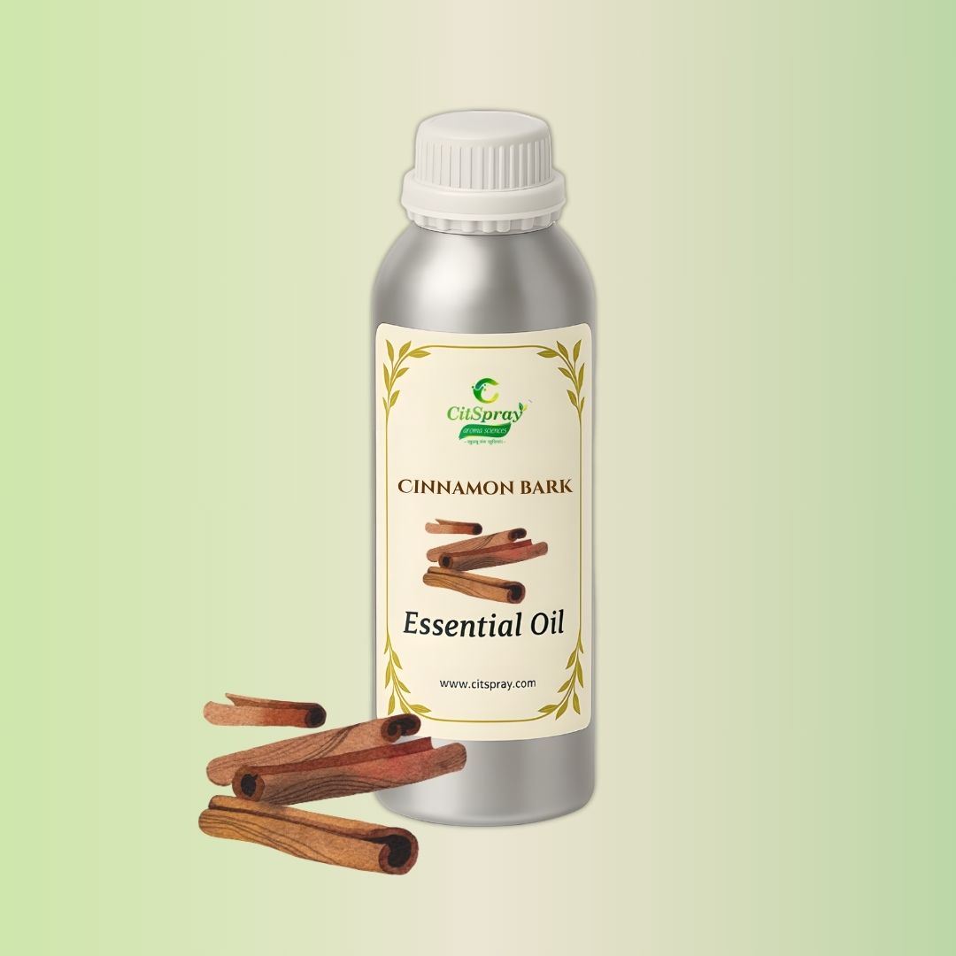 Cinnamon Bark Essential Oil by CitSpray. Aluminium bottle. Aromatic spice.