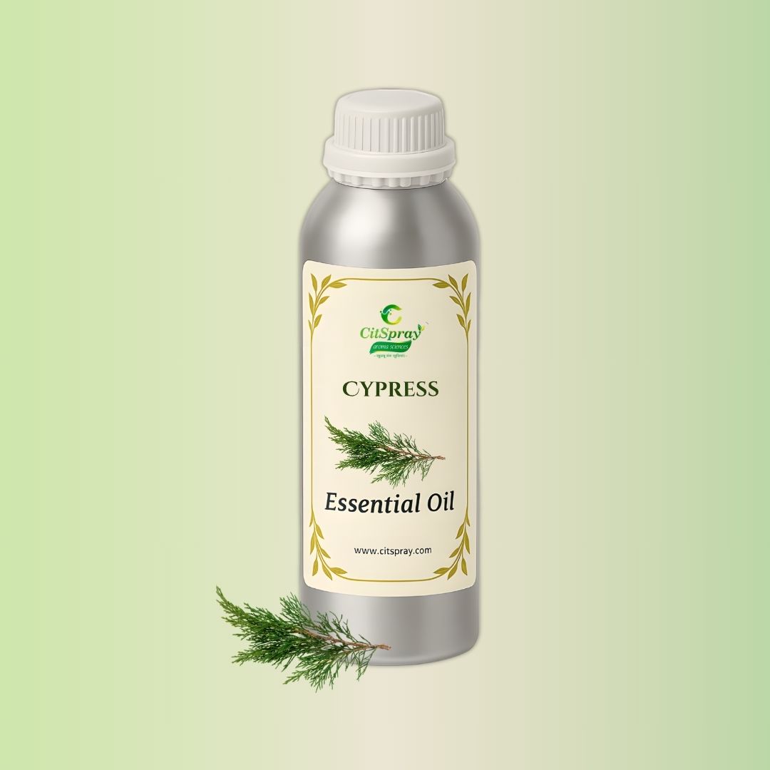 CitSpray Cypress Essential Oil in aluminum bottle. Natural botanical extract.