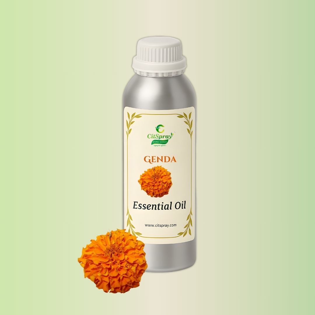 Genda Essential Oil by CitSpray. Aluminium bottle with product label.