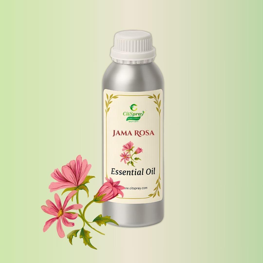 Jama Rosa Essential Oil in aluminum bottle by CitSpray. Rose scented botanical oil.