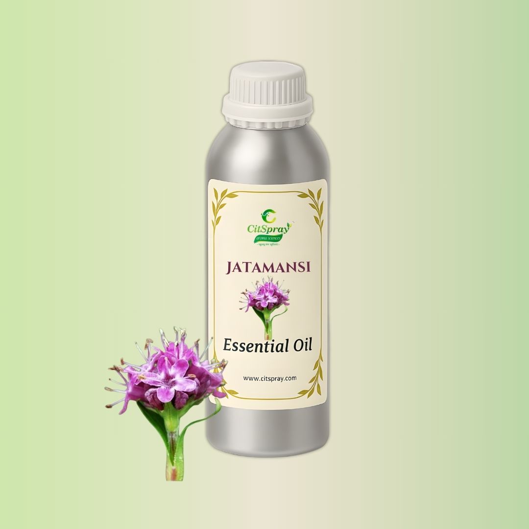 Jatamansi Essential Oil in aluminum bottle by CitSpray. Herbaceous aroma.