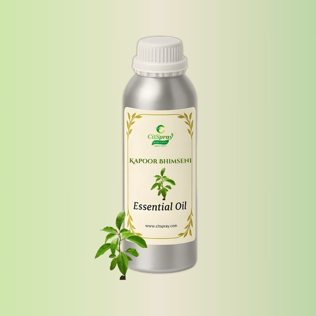 Kapoor Bhimseni Essential Oil by CitSpray in aluminum bottle. Camphor oil.