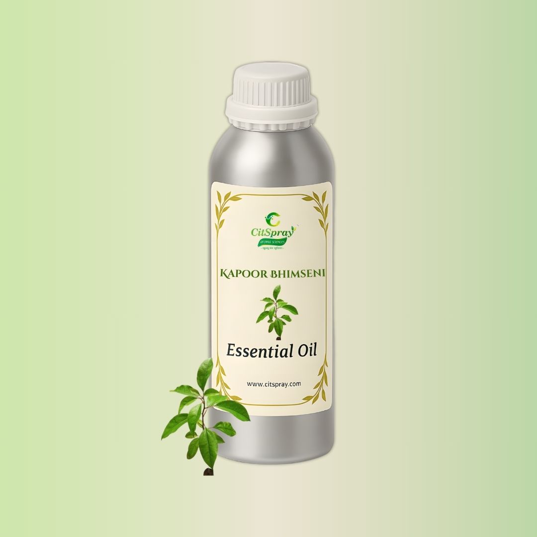 Kapoor Bhimseni Essential Oil by CitSpray in aluminum bottle. Camphor oil.