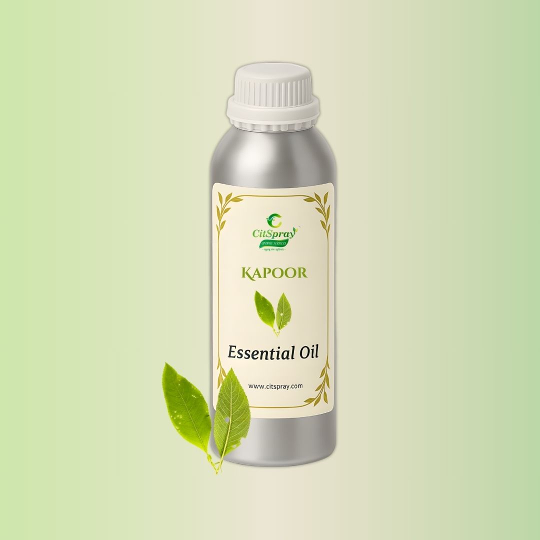 Kapoor Essential Oil in aluminium bottle. Camphor oil from CitSpray.