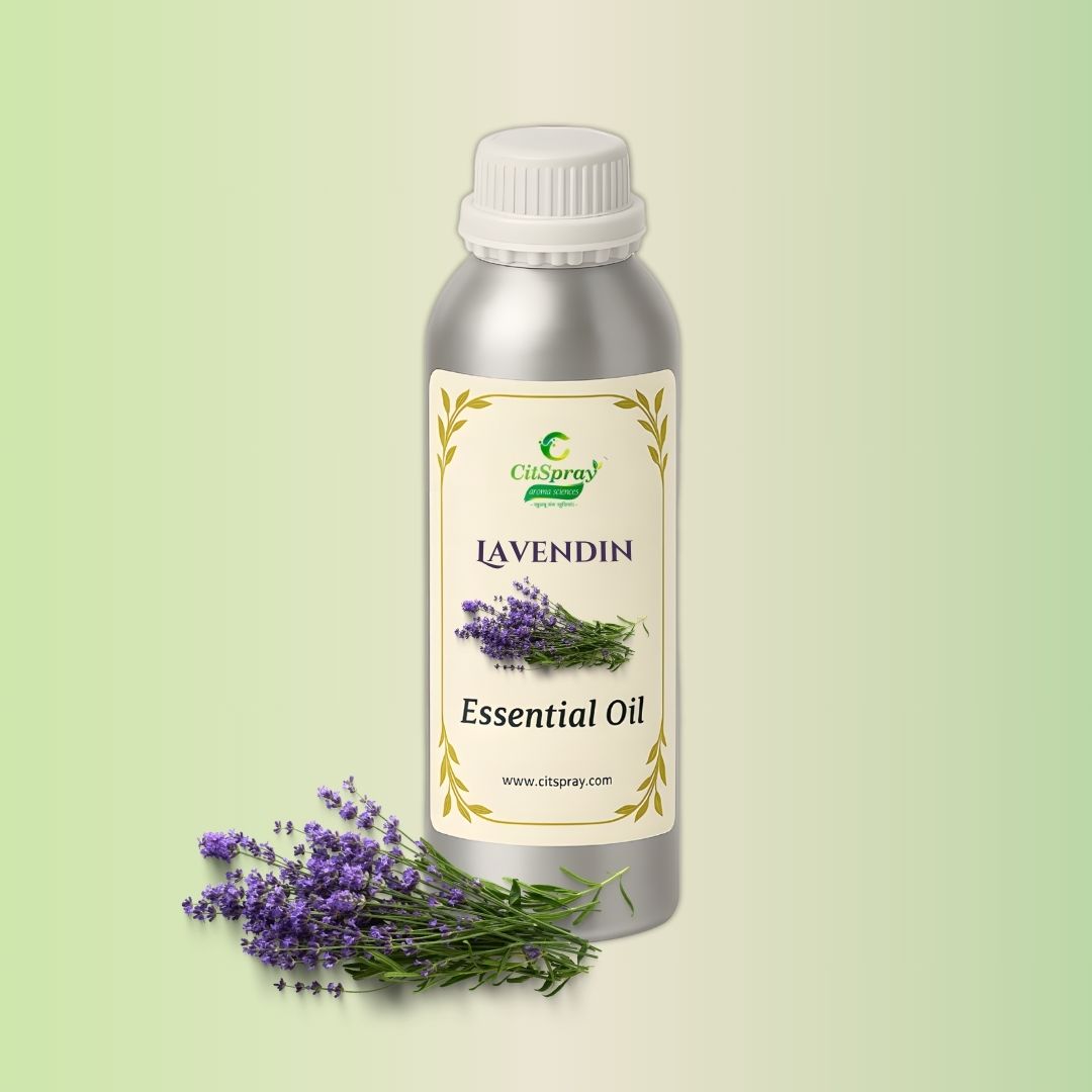 Lavendin Essential Oil in aluminum bottle. CitSpray packaging.