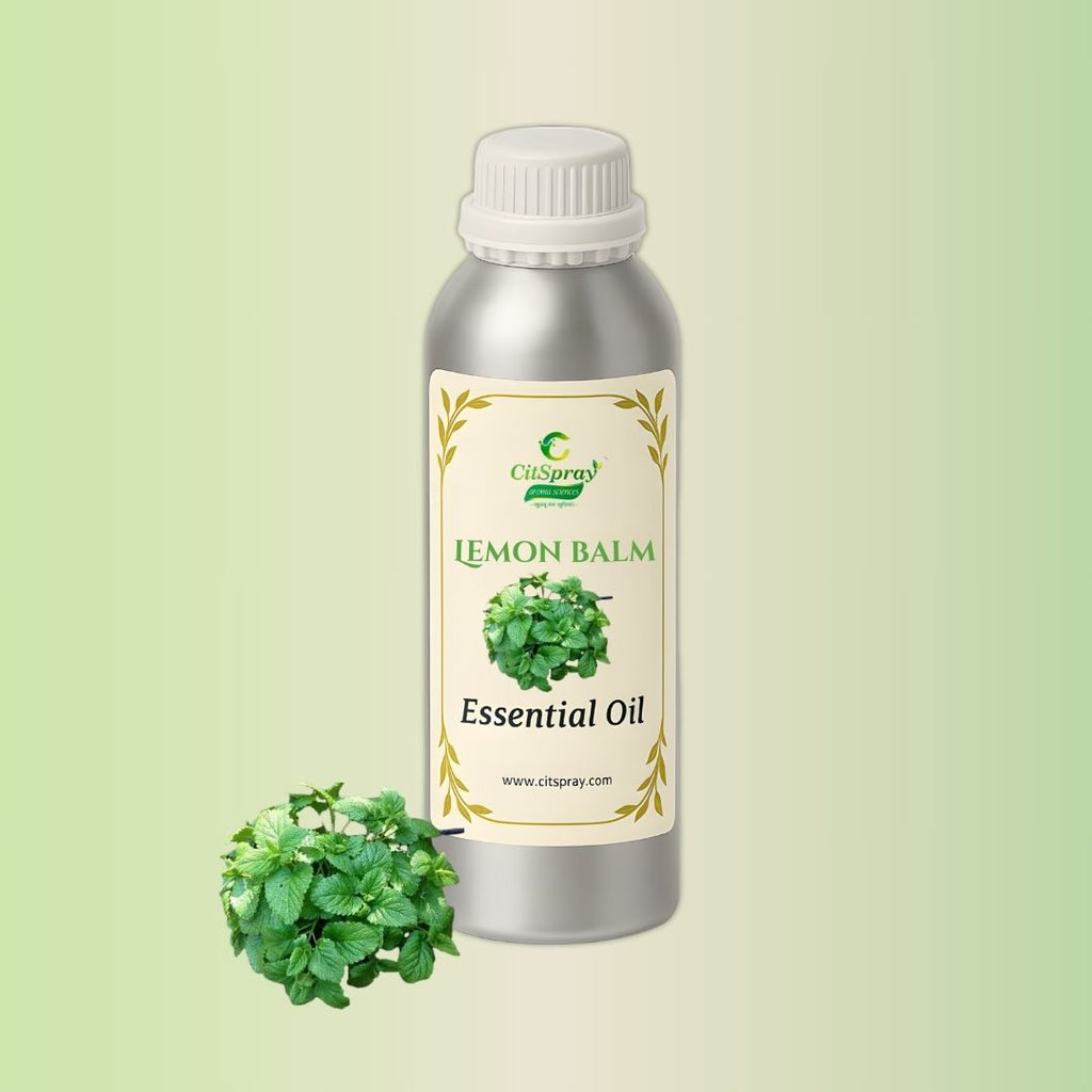 Lemon Balm Essential Oil by CitSpray. Aluminium bottle showing product name.