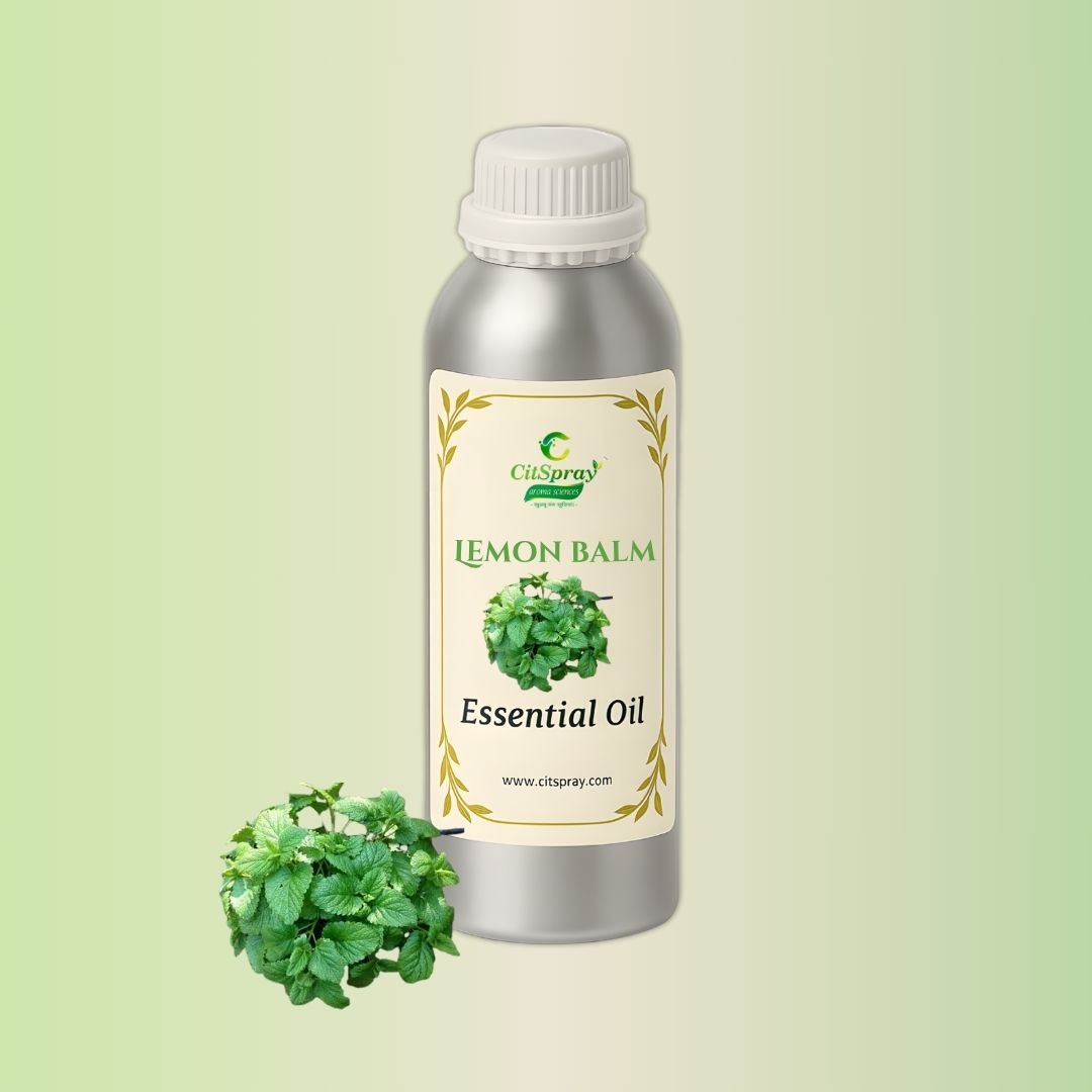 Lemon Balm Essential Oil by CitSpray. Aluminium bottle showing product name.