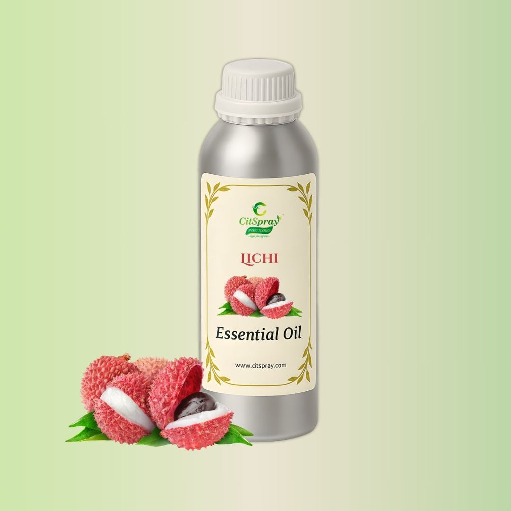 Lichi Essential Oil by CitSpray in aluminium bottle. Botanical oil product.