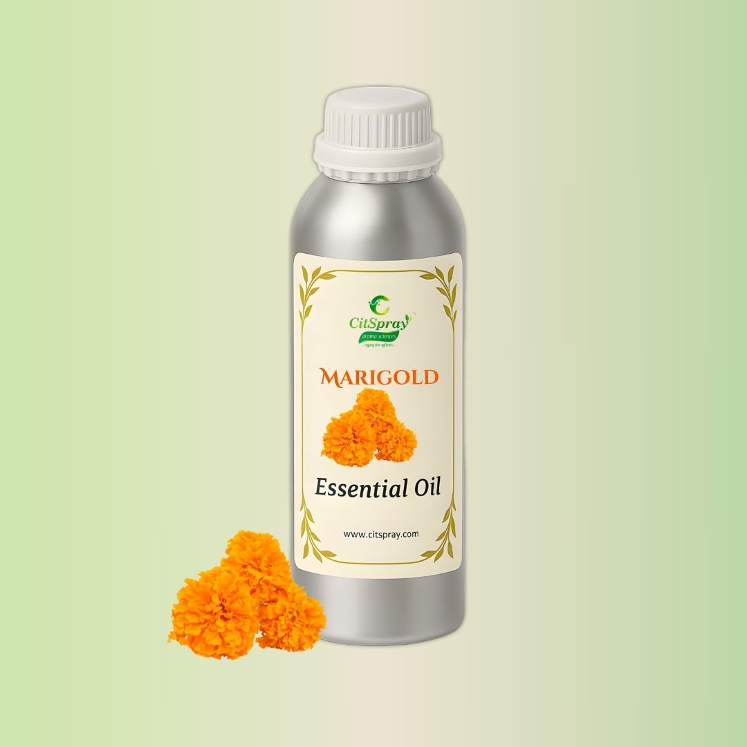 Marigold Essential Oil by CitSpray in aluminum bottle. Calendula implied.
