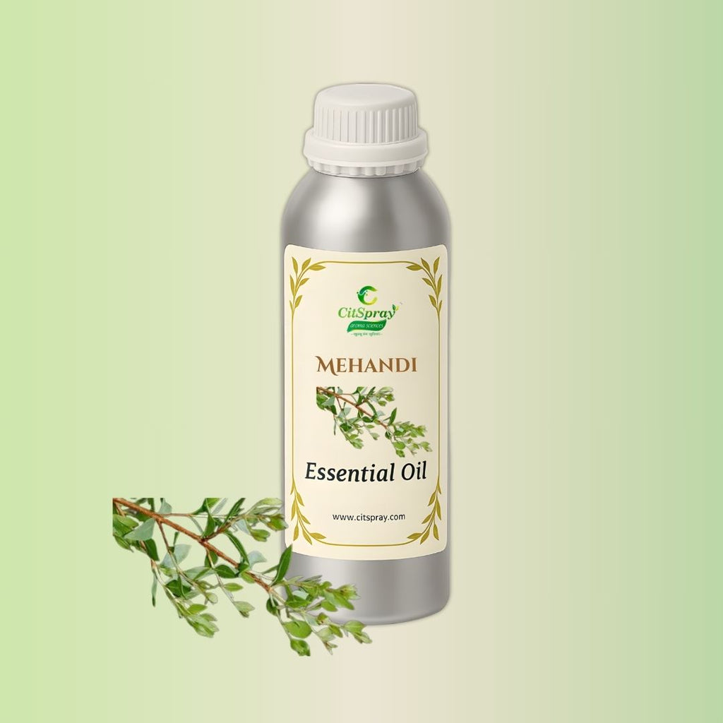 Mehandi Essential Oil in aluminum bottle, labeled "CitSpray."