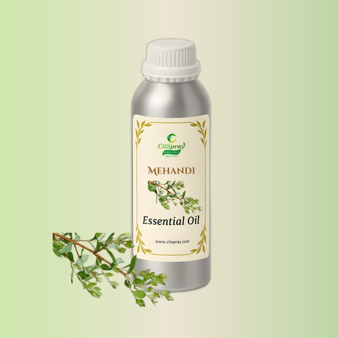 Mehandi Essential Oil in aluminum bottle, labeled "CitSpray."