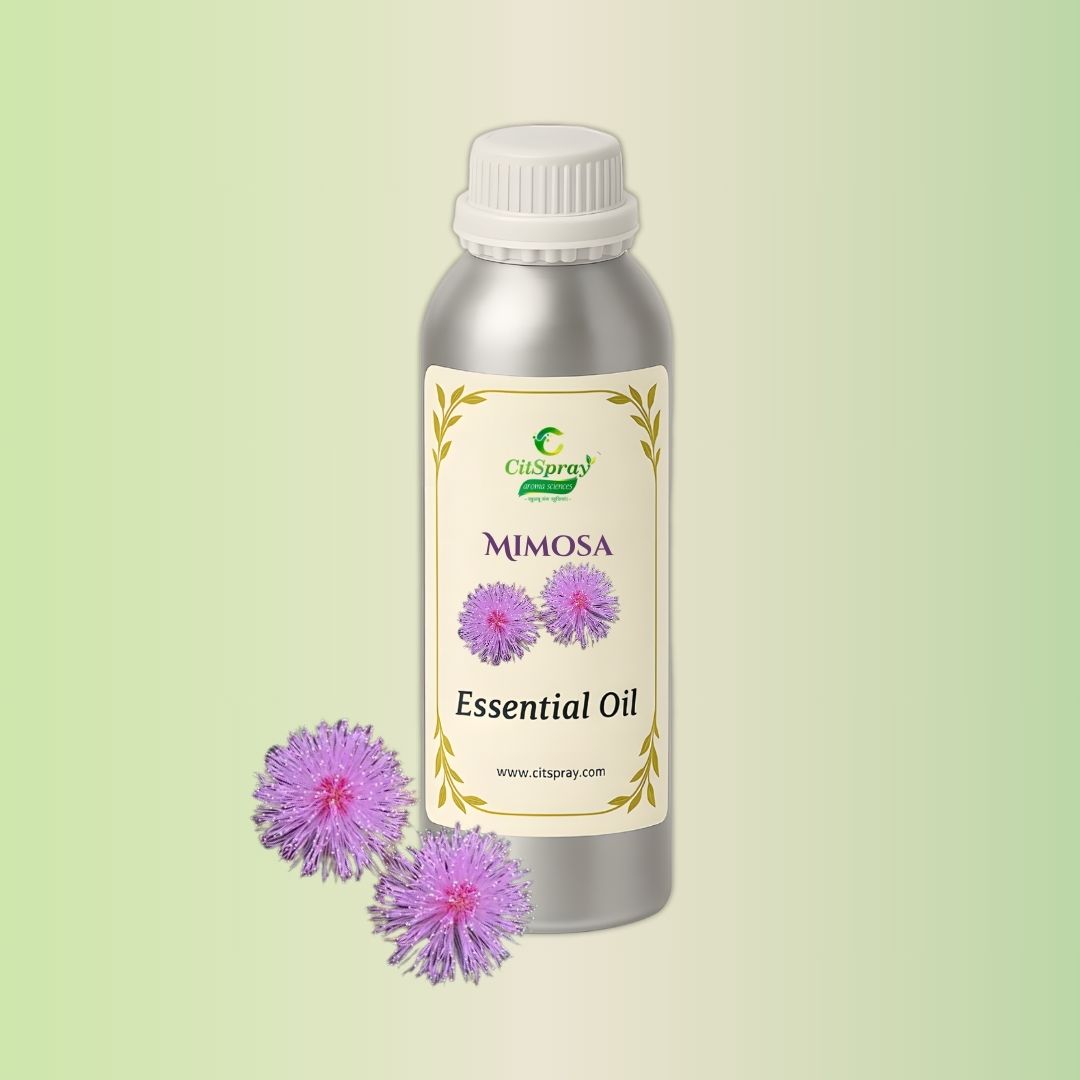 Mimosa Essential Oil in aluminum bottle. CitSpray product. Floral scent.