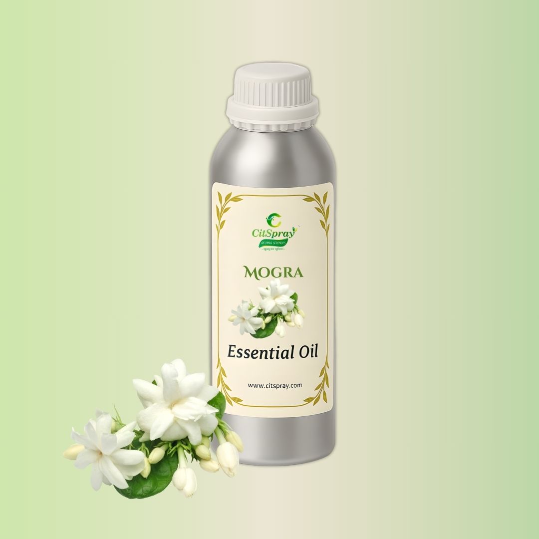 Mogra Essential Oil by CitSpray in an aluminum bottle. Jasmine sambac implied.