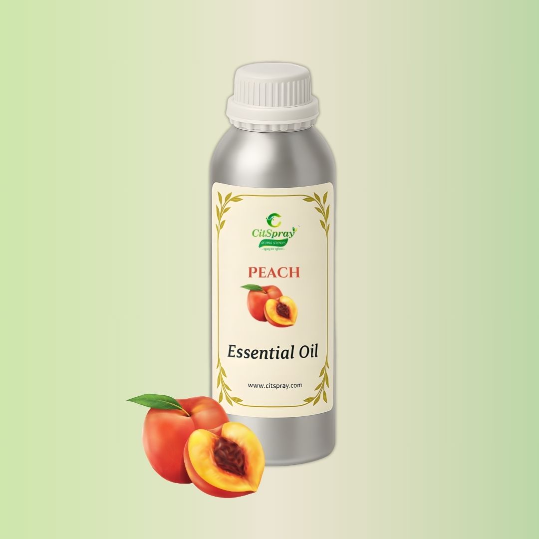 Peach Essential Oil in aluminium bottle, CitSpray label.