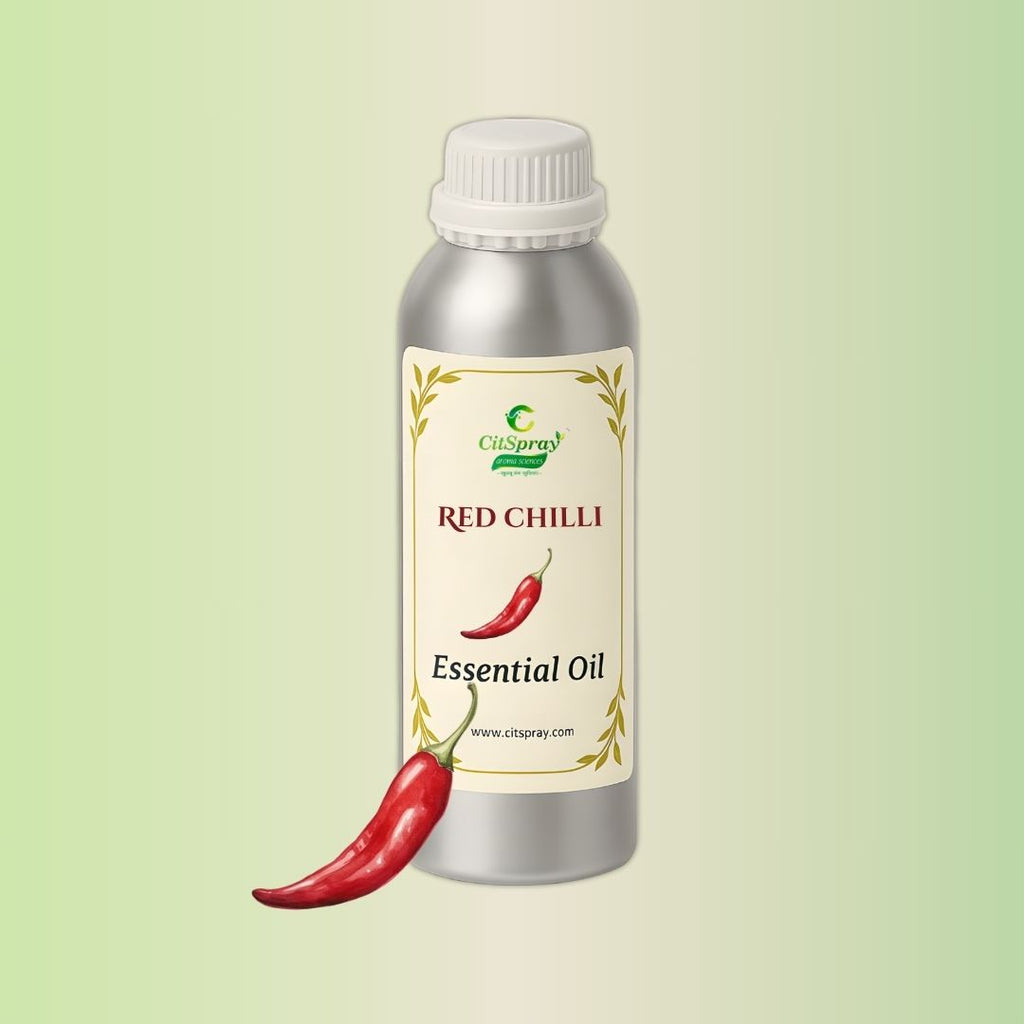 Red Chilli Essential Oil by CitSpray. Aluminium bottle. Capsicum annuum extract implied.